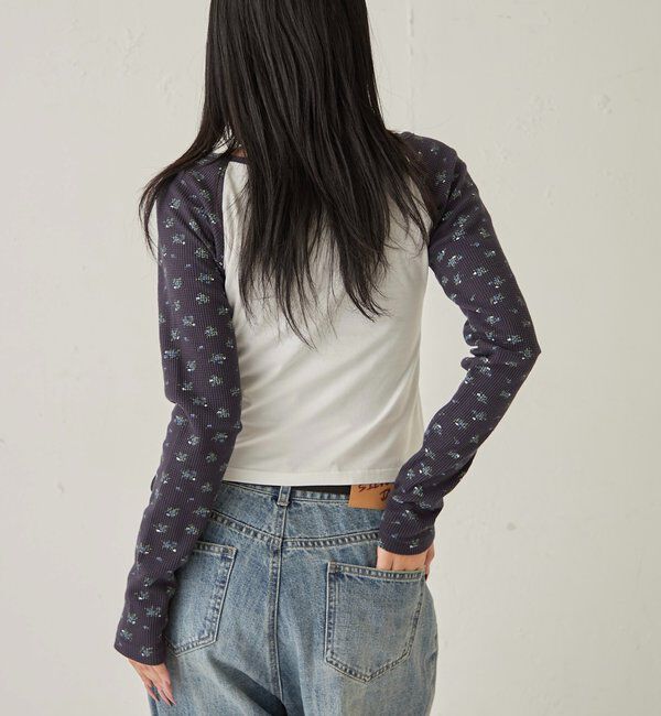  「ワッフルフラワーラグランロゴトップス」|Tシャツ・カットソー|