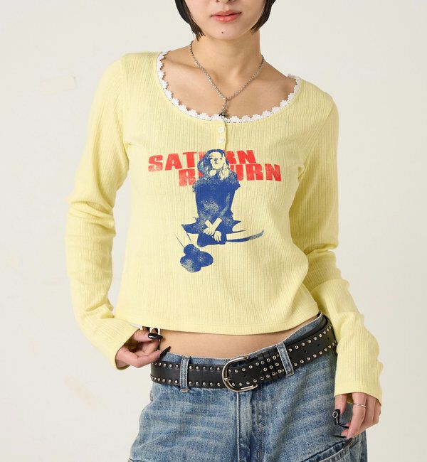  「シャーロットパターンメッシュトップス」|Tシャツ・カットソー|