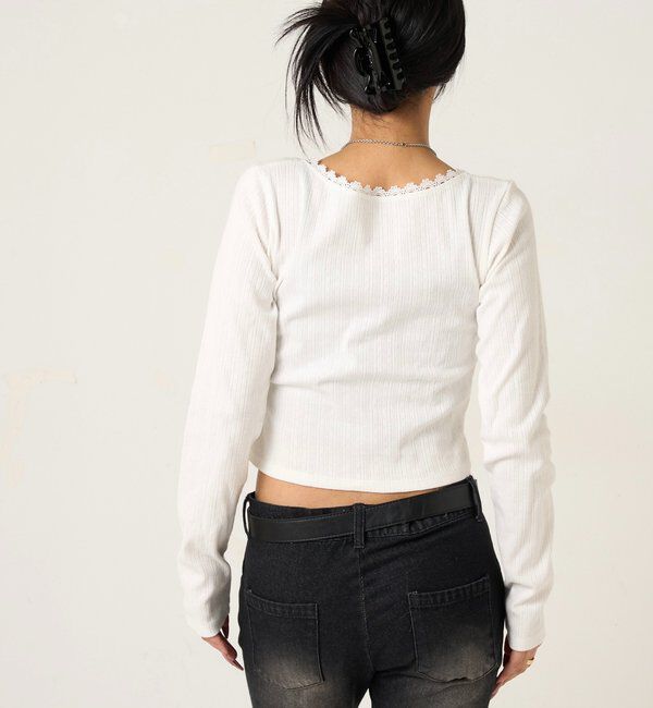  「シャーロットパターンメッシュトップス」|Tシャツ・カットソー|