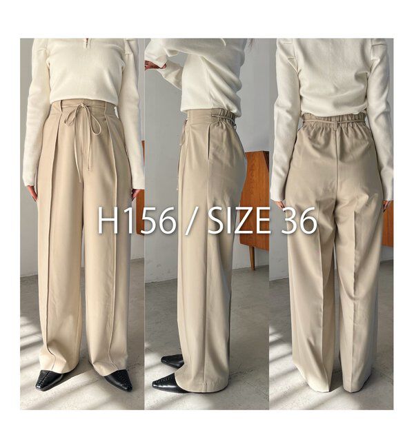  「【低身長サイズあり】ピンタックリボンパンツ」|チノ|