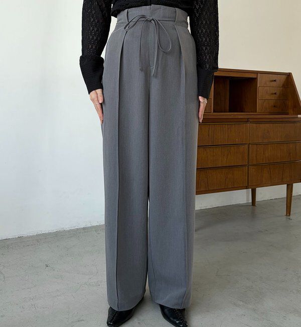  「【低身長サイズあり】ピンタックリボンパンツ」|チノ|