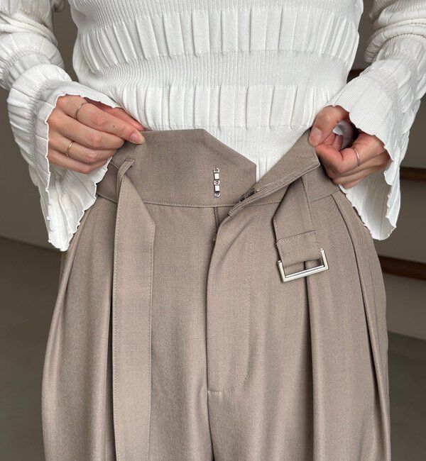  「【yuu企画】【サイズ展開あり】アシメウエストパンツ」|チノ|