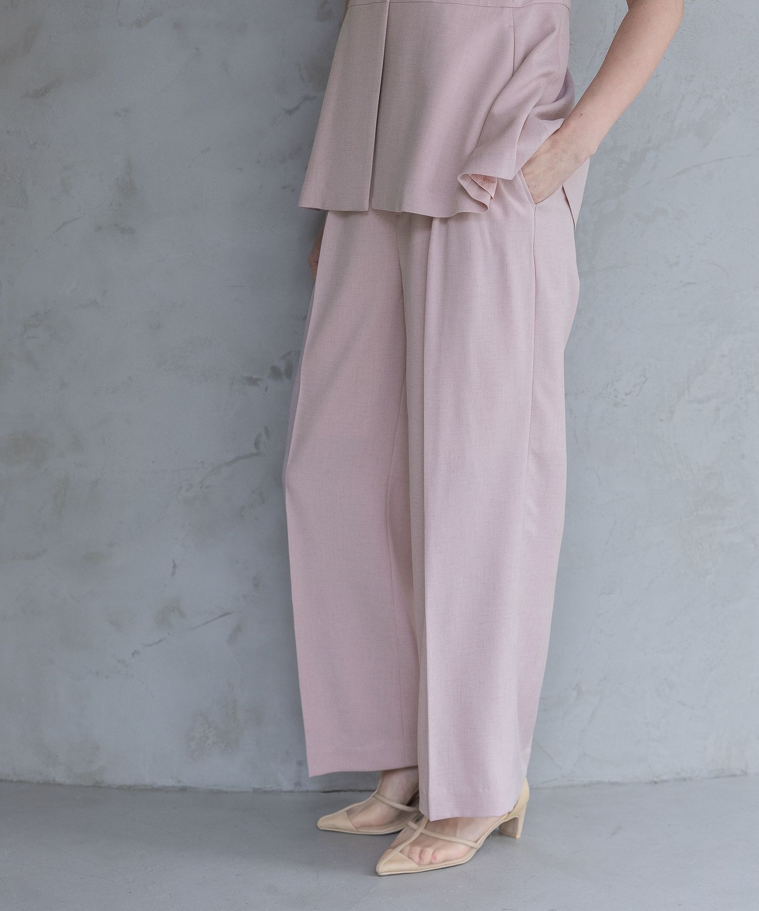 A part by 「【多機能・セットアップ対応可能】リネンライクパンツ」|スラックス|ライトピンク
