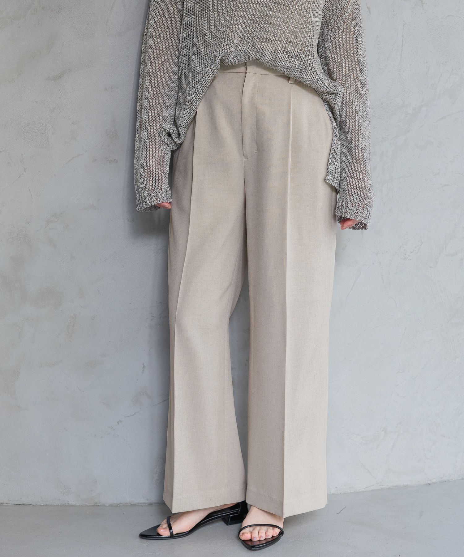 A part by 「【多機能・セットアップ対応可能】リネンライクパンツ」|スラックス|ベージュ