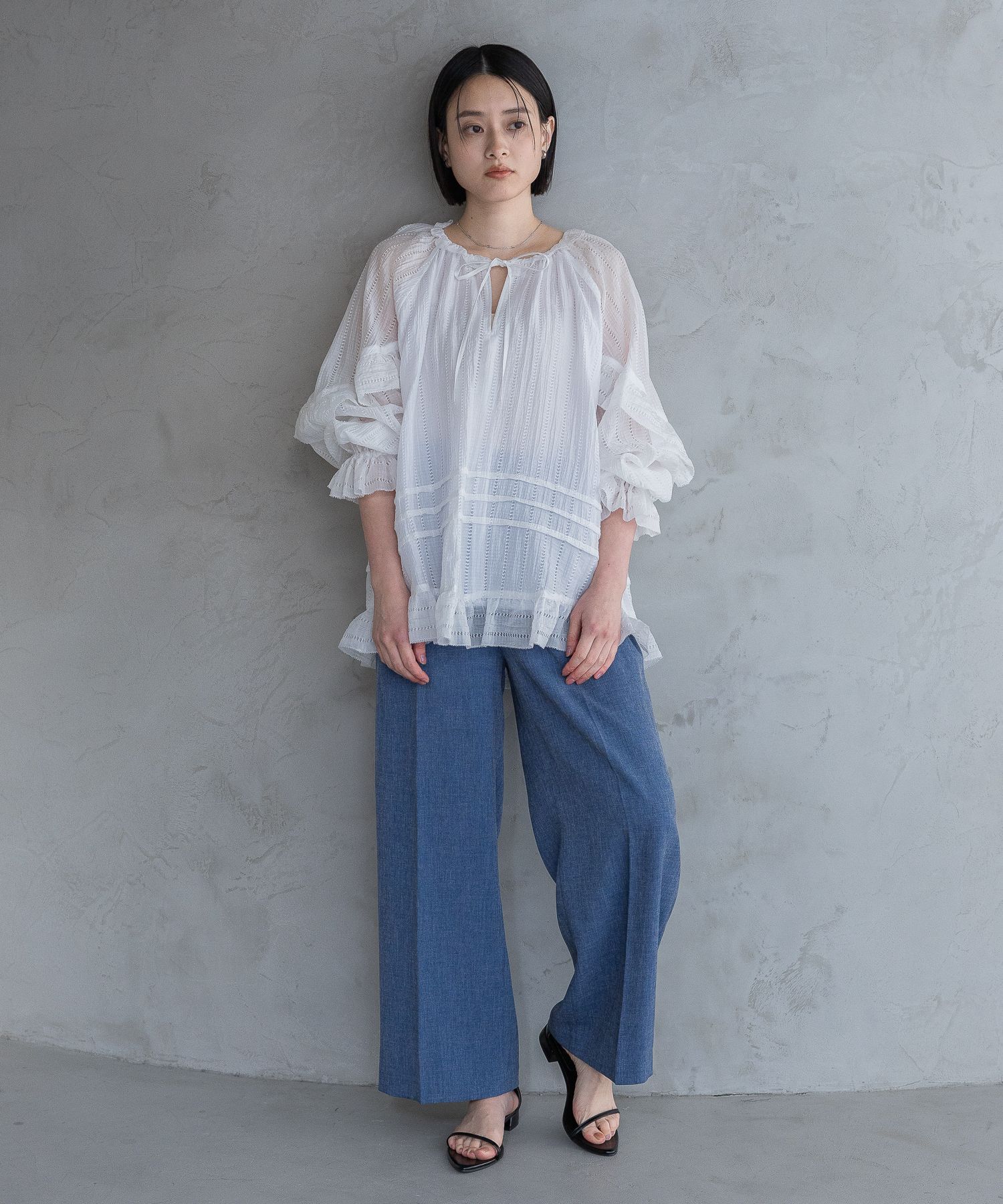 A part by 「【多機能・セットアップ対応可能】リネンライクパンツ」|スラックス|