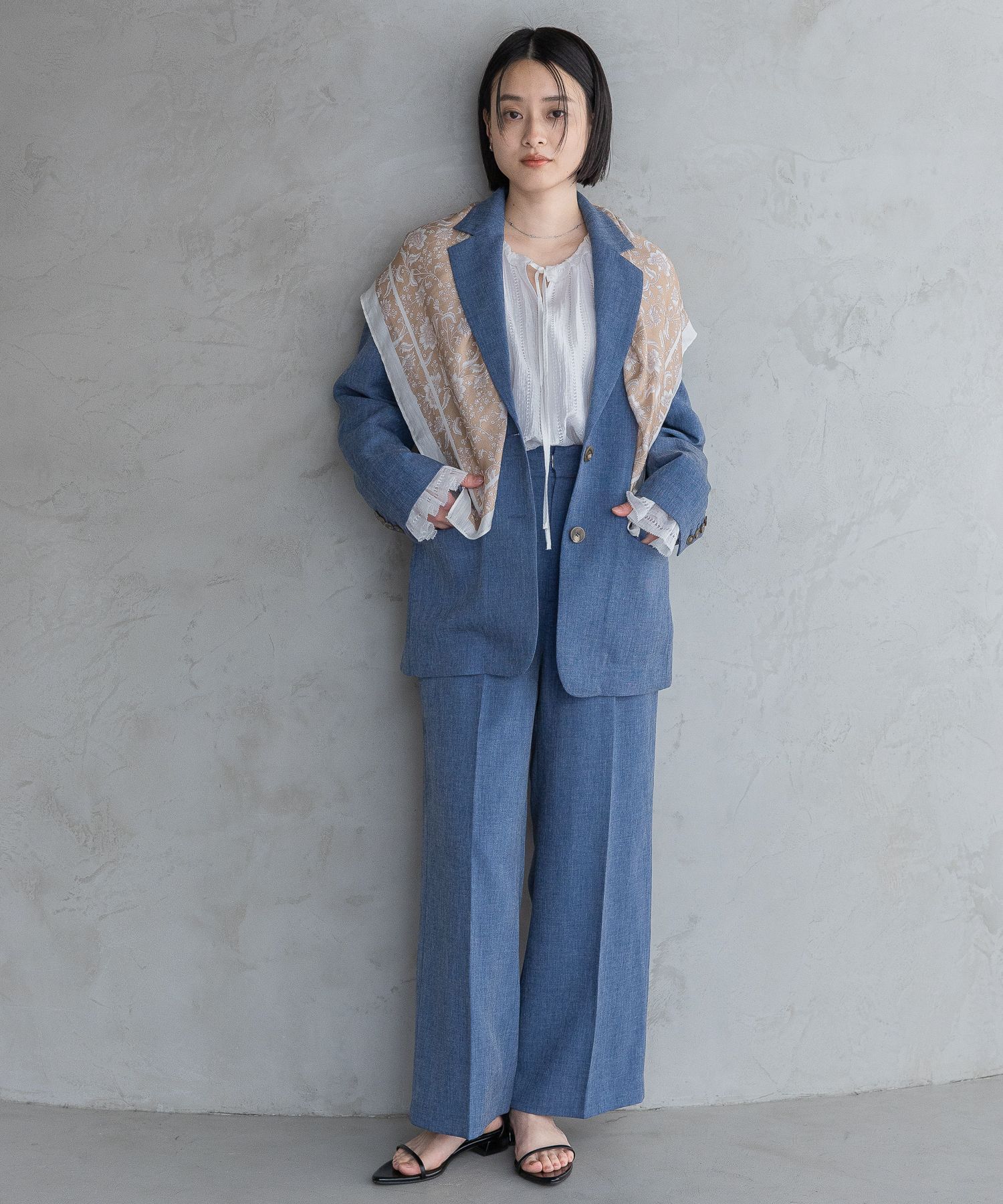 A part by 「【多機能・Sサイズ展開】リネンライクシングルジャケット」|テーラードジャケット|