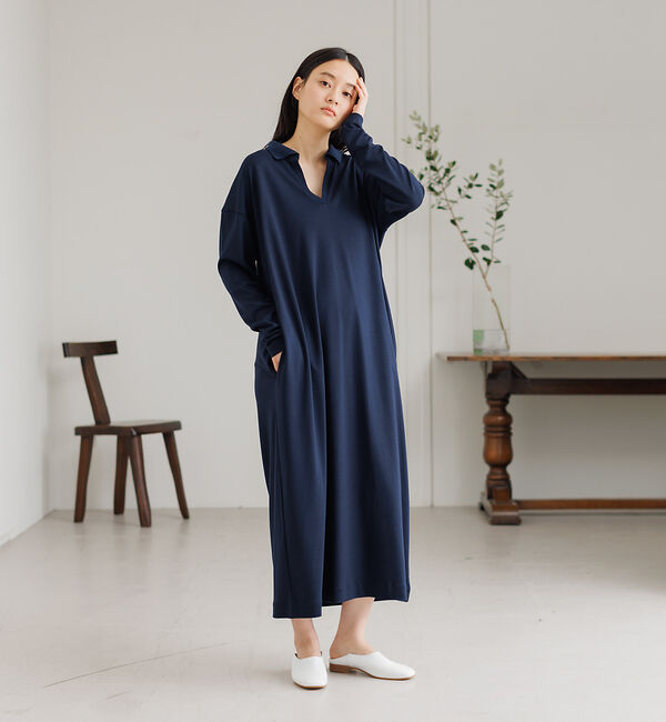 collex「ポロ衿コンビワンピース」|ワンピース|ダークネイビー