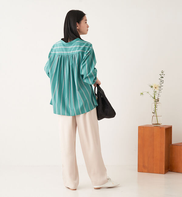 collex「＜手洗い可能＞ ストライプスタンドカラーシャツ」|シャツ・ブラウス|