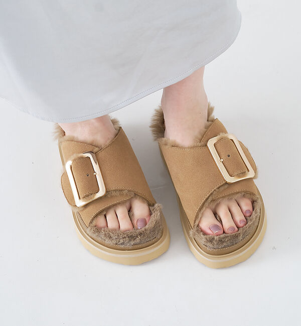collex「【MOHI/モヒ】ファーサンダル シングルベルト」|サンダル|ベージュ