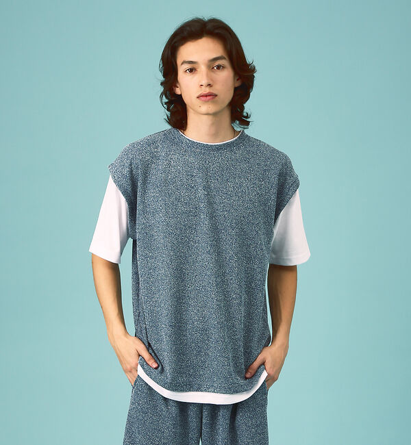 ABAHOUSE「【上下2点セット/セットアップ対応】メランジパイルフェイクレイヤード  /  ユ」|Tシャツ・カットソー|