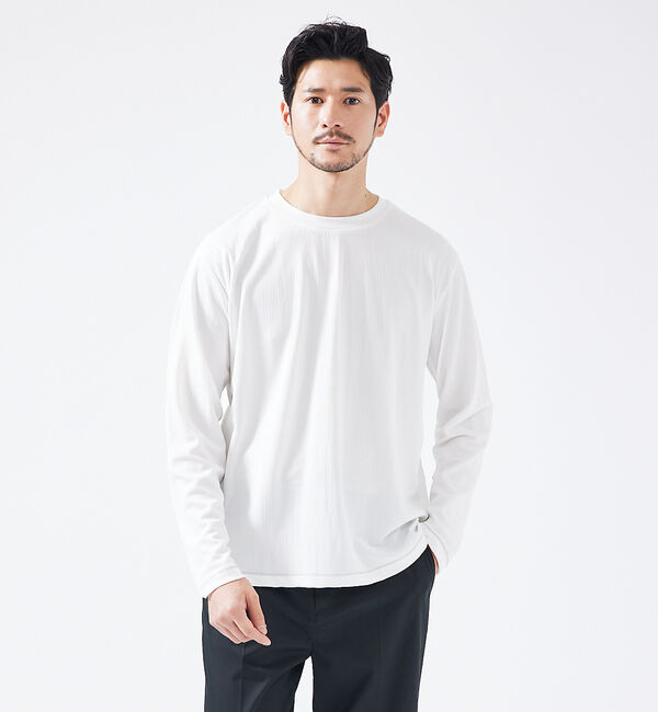 ABAHOUSE「【ストレッチテレコ】長袖Tシャツ」|Tシャツ・カットソー|ホワイト
