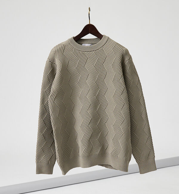 ABAHOUSE「【ジオメトリック柄 / 軽量】プルオーバーニット」|ニット・セーター|モカ