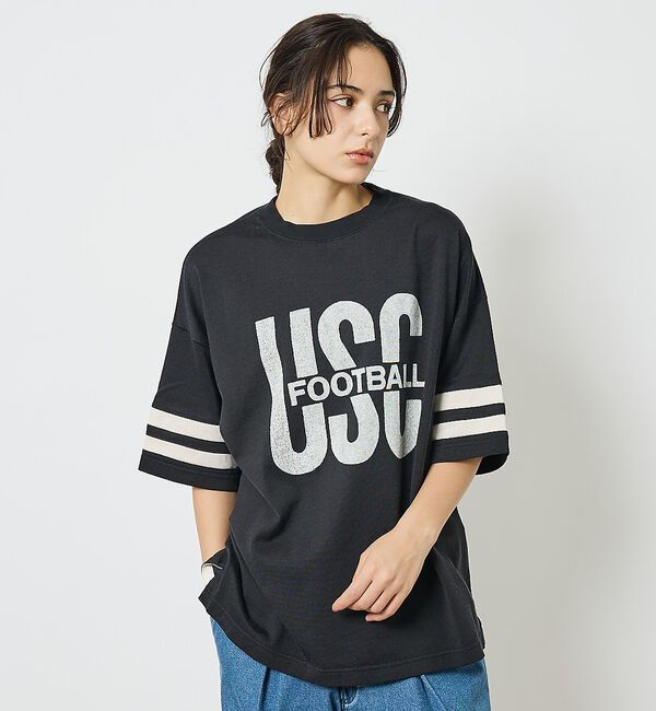 ABAHOUSE「【REMI RELIEF / レミ レリーフ】  R/C天竺 フットボールTシャ」|Tシャツ・カットソー|チャコールグレー