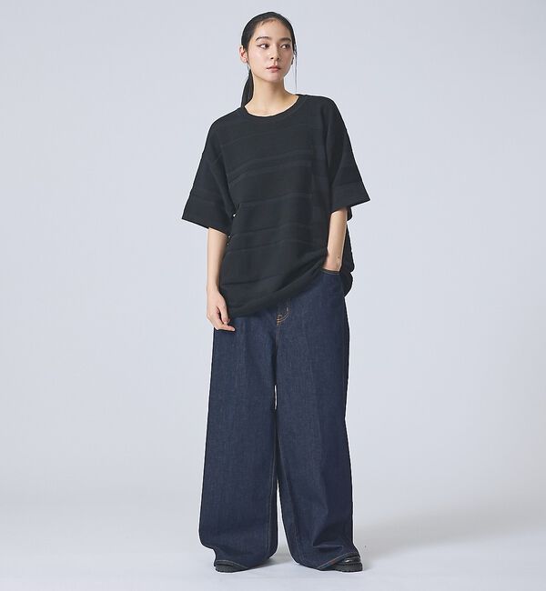 ABAHOUSE「【FORTUNA/フォルトゥナ】EcotecDryKnitボーダーT/エコテック」|ニット・セーター|