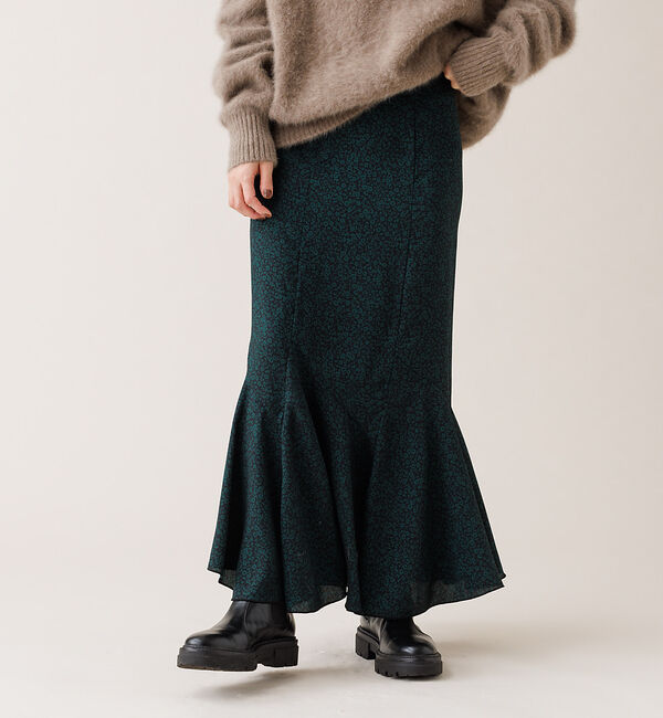 Rouge vif「【セットアップ対応】フラワープリントフリルスカート」|スカート|グリーン