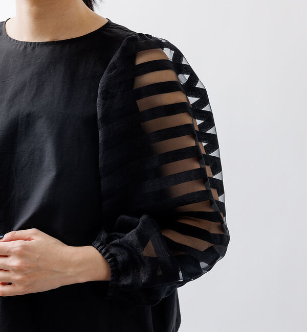 Rouge vif「シアーボーダースリーブブラウス」|シャツ・ブラウス|