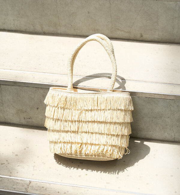 Rouge vif「【一部店舗限定】フリンジミニカゴ バック」|かごバッグ|オフホワイト