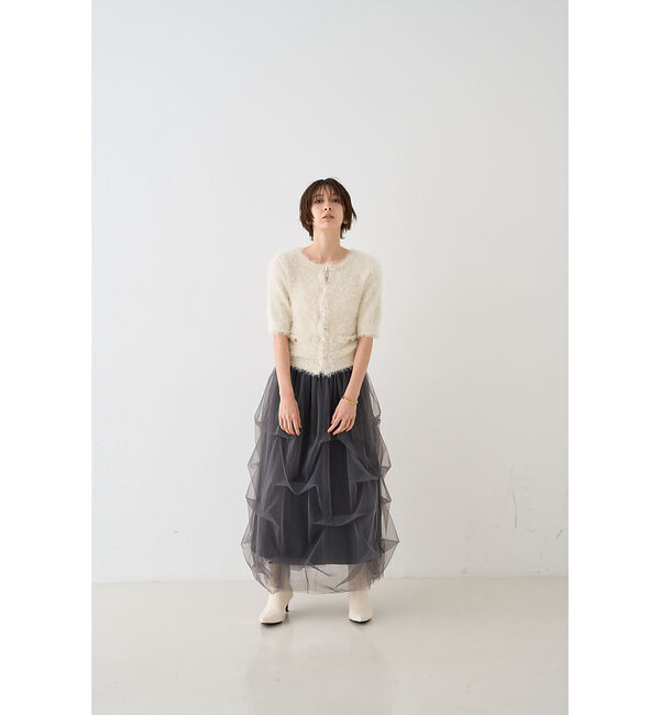 Rouge vif「【一部店舗限定】ハーフスリーブシャギーニットカーディガン」|ニット・セーター|