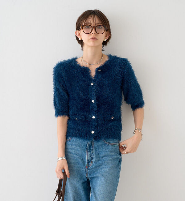 Rouge vif「【一部店舗限定】ハーフスリーブシャギーニットカーディガン」|ニット・セーター|