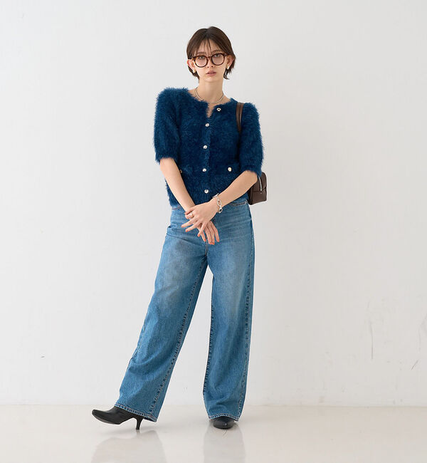 Rouge vif「【一部店舗限定】ハーフスリーブシャギーニットカーディガン」|ニット・セーター|