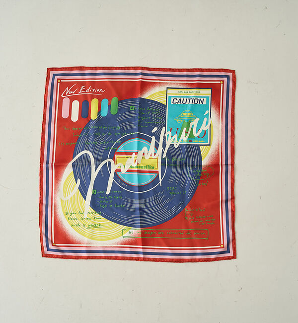 Rouge vif「【manipuri/マニプリ】レコード柄シルクスカーフ 65&times;65」|バンダナ・スカーフ|レッド
