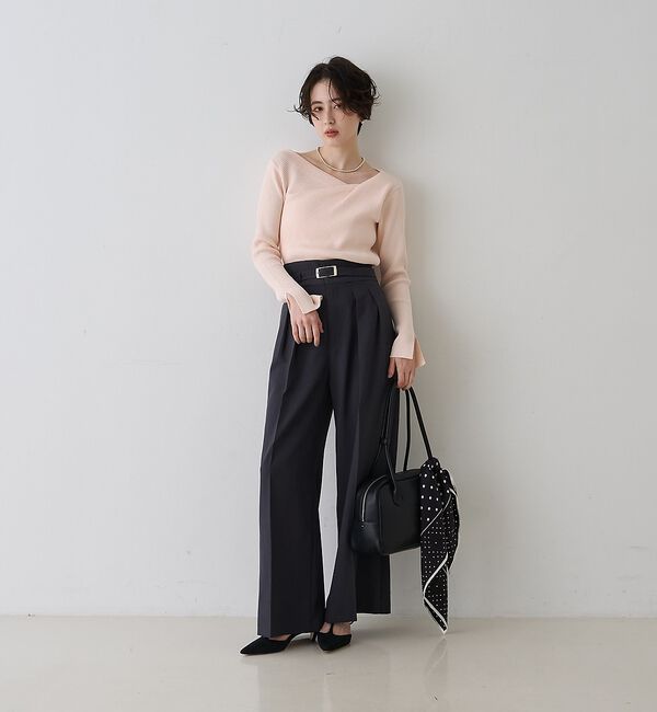 Rouge vif「【一部店舗限定】ドレープスリットスリーブリブニット」|ニット・セーター|