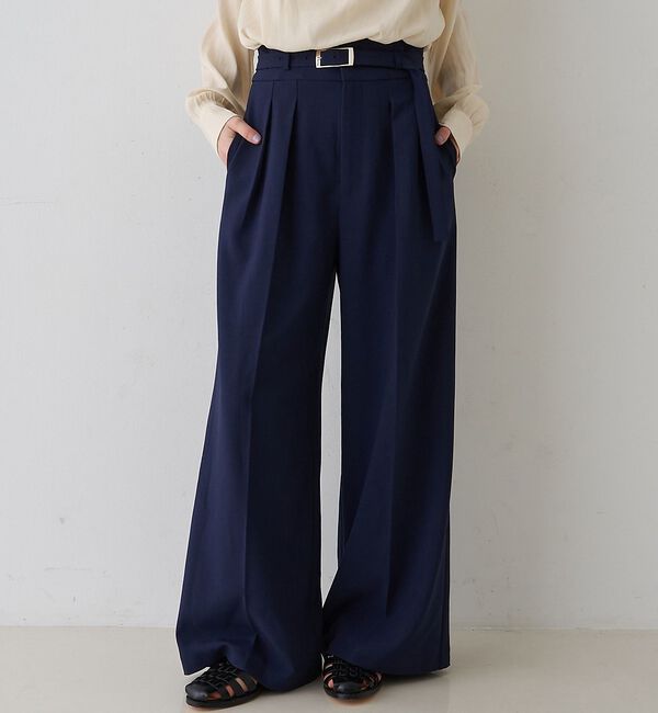 Rouge vif「【新色登場】【一部店舗限定】【3サイズ展開】ベルト付きハイウエストタックパンツ」|その他|ネイビー