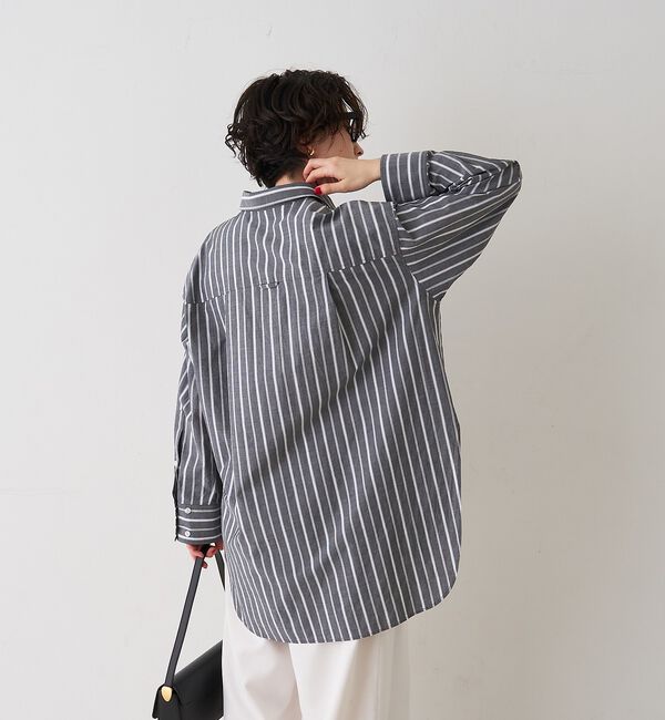 Rouge vif「胸ポケットコットン ルーズフィットストライプシャツ【予約】」|シャツ・ブラウス|