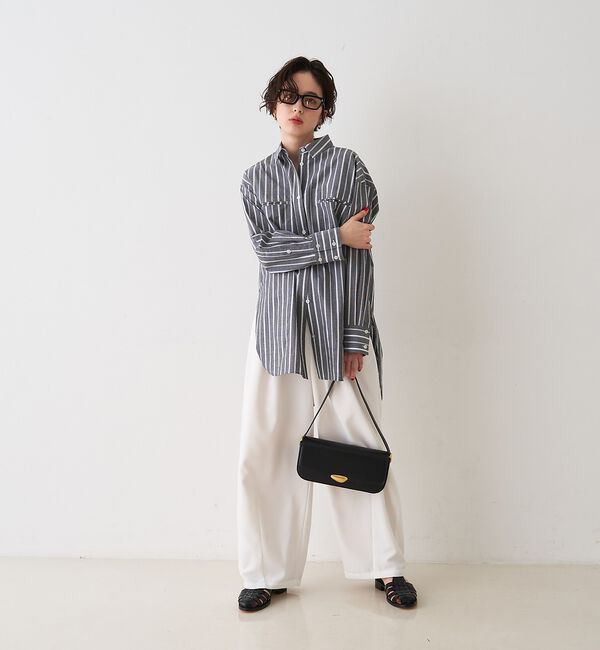 Rouge vif「胸ポケットコットン ルーズフィットストライプシャツ【予約】」|シャツ・ブラウス|