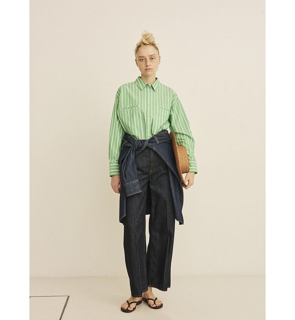 Rouge vif「胸ポケットコットン ルーズフィットストライプシャツ【予約】」|シャツ・ブラウス|