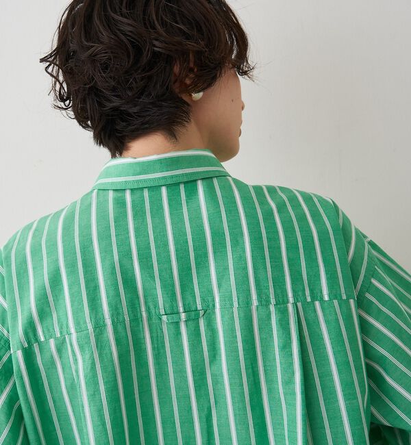 Rouge vif「胸ポケットコットン ルーズフィットストライプシャツ【予約】」|シャツ・ブラウス|