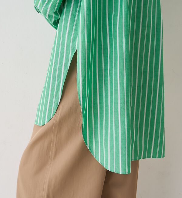 Rouge vif「胸ポケットコットン ルーズフィットストライプシャツ【予約】」|シャツ・ブラウス|