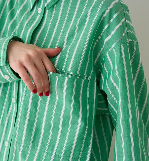 Rouge vif「胸ポケットコットン ルーズフィットストライプシャツ【予約】」|シャツ・ブラウス|