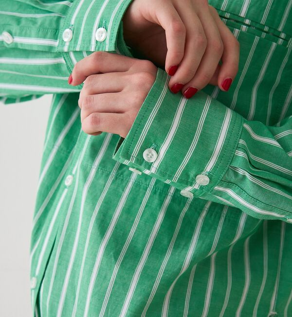 Rouge vif「胸ポケットコットン ルーズフィットストライプシャツ【予約】」|シャツ・ブラウス|