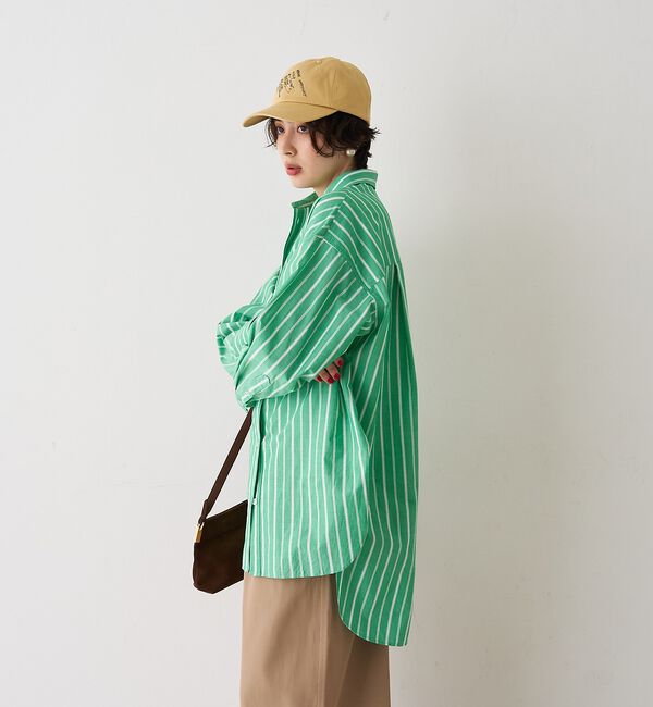 Rouge vif「胸ポケットコットン ルーズフィットストライプシャツ【予約】」|シャツ・ブラウス|