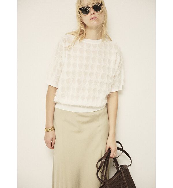 Rouge vif「ドットシアーフリンジニット【予約】」|ニット・セーター|