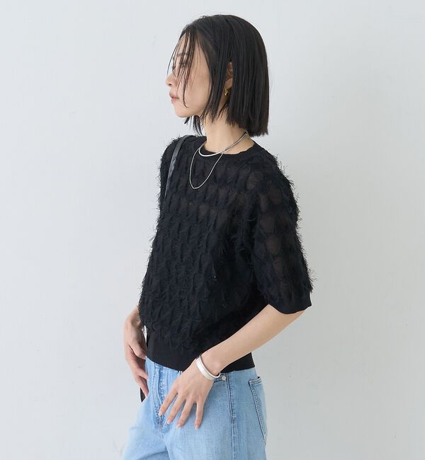 Rouge vif「ドットシアーフリンジニット【予約】」|ニット・セーター|