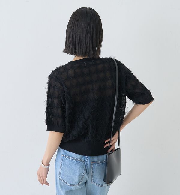 Rouge vif「ドットシアーフリンジニット【予約】」|ニット・セーター|