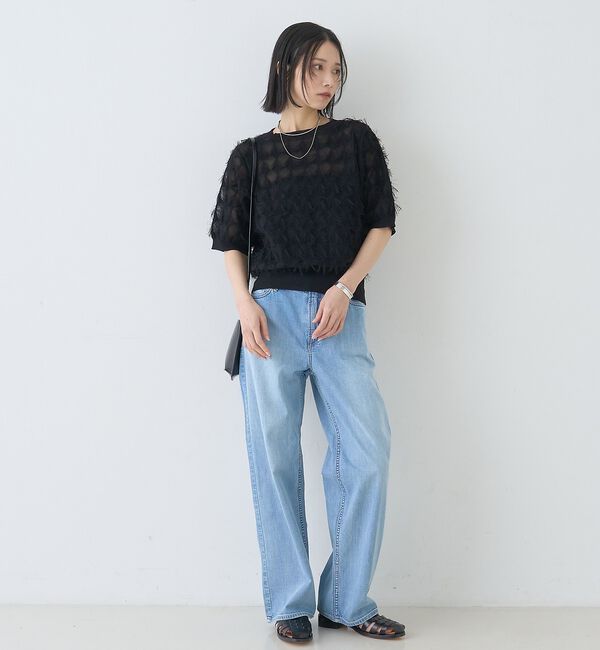 Rouge vif「ドットシアーフリンジニット【予約】」|ニット・セーター|