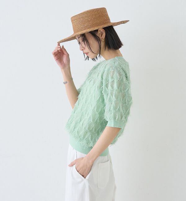 Rouge vif「ドットシアーフリンジニット【予約】」|ニット・セーター|