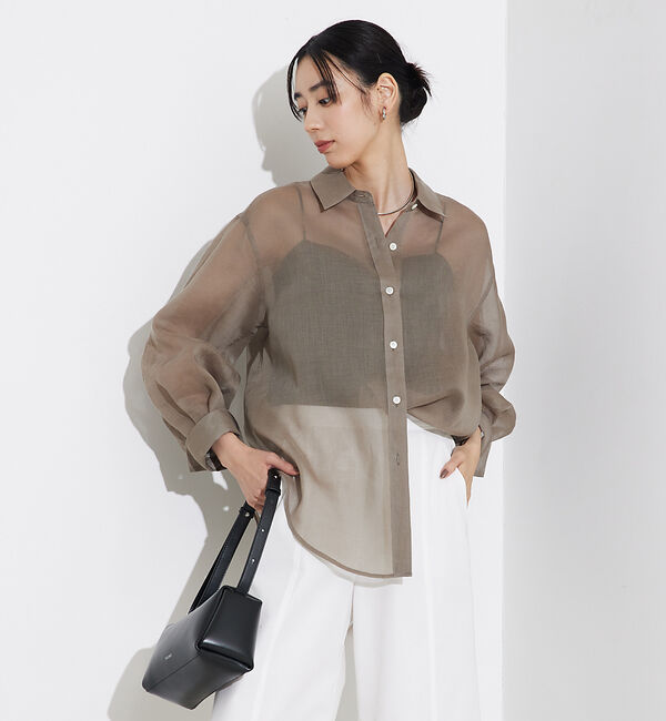 qualite「ソフトオーガンジーシアーシャツ」|シャツ・ブラウス|
