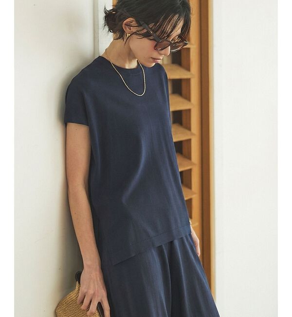 qualite「【接触冷感・セットアップ】レーヨンストレッチフレンチ【予約】」|ニット・セーター|チャコールグレー