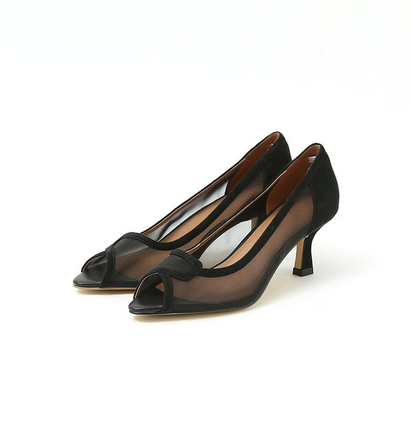 AU BANNISTER「オープントゥチュールパンプス」|パンプス|ブラック