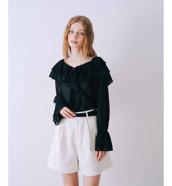 SELFIST「ラッフルドビーストライプブラウス【予約】」|シャツ・ブラウス|