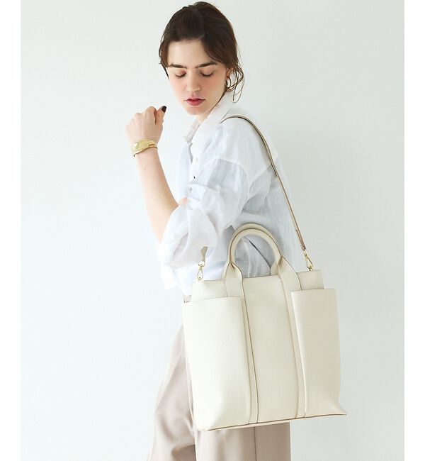 LOWELL things「Ordi/ダブルポケット2WAYトートL」|トートバッグ|アイボリー