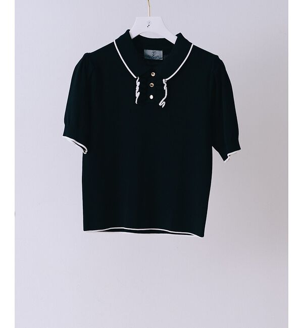 SELFIST「前立てフリルパフショルニット【予約】」|ニット・セーター|ブラック