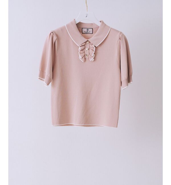 SELFIST「前立てフリルパフショルニット【予約】」|ニット・セーター|ピンクベージュ