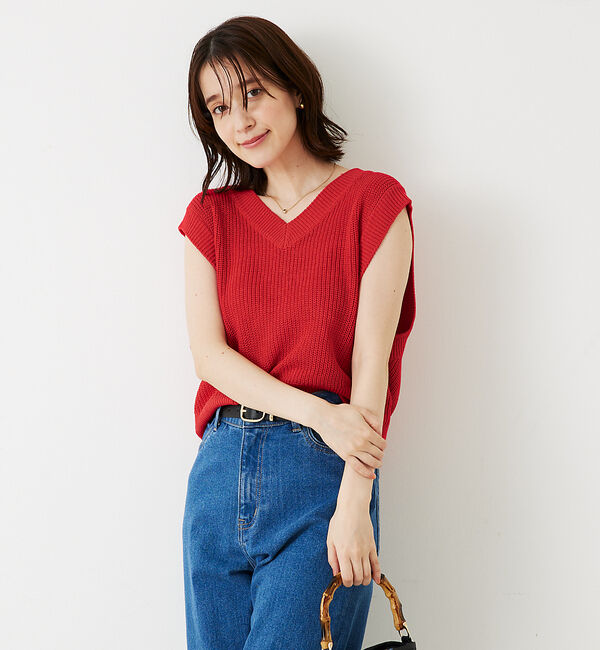 abahouse mavie「片畦ノースリーブ2WAYニット」|ニット・セーター|
