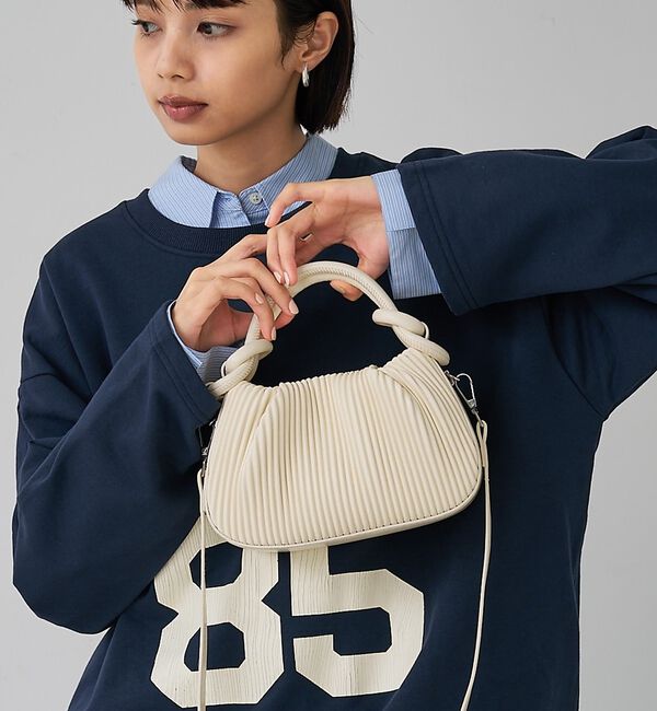 abahouse mavie「ノットプリーツ2WAYバック」|ショルダー・メッセンジャー|アイボリー