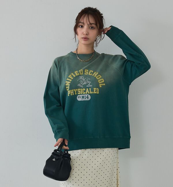 abahouse mavie「ラグランプリントプルオーバー」|Tシャツ・カットソー|グリーン